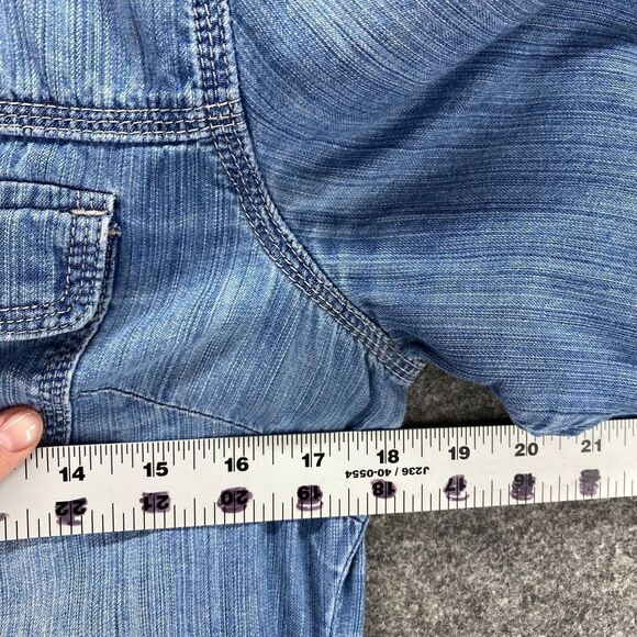 Gap Top Women S Small Blue Denim Short Sleeve Tunic 1/4 Button Up Cotton - Picture 8 of 13